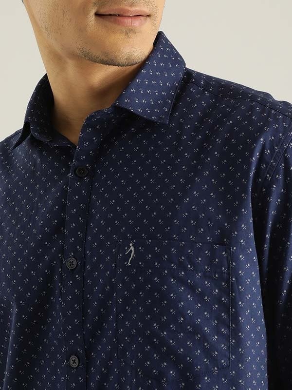 Indian Terrain Men All Over Print Dark Blue Shirt
